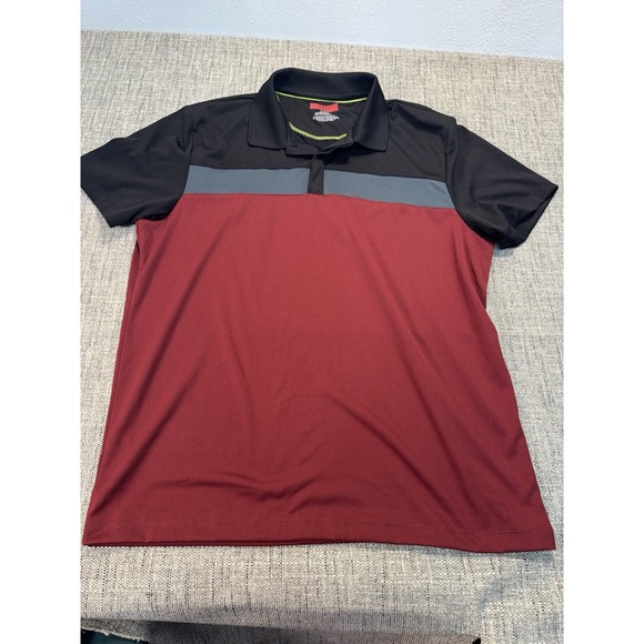 Alfani Other - Vintage Alfani Mens Size XL Red Ribbed Polo‎ Shirt Button-Up Short Sleeve Cotton